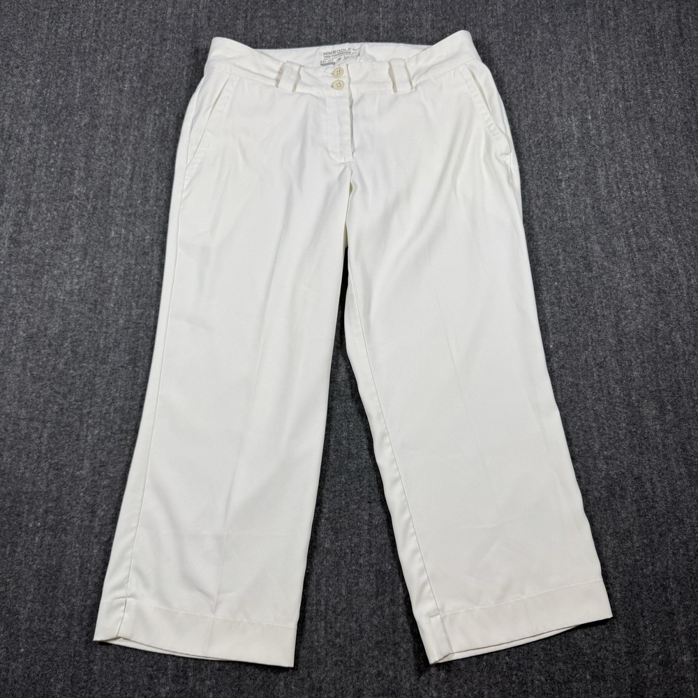 Nike Golf Womens 6 Dri-FIT Tour Performance White Capri Cropped Pants